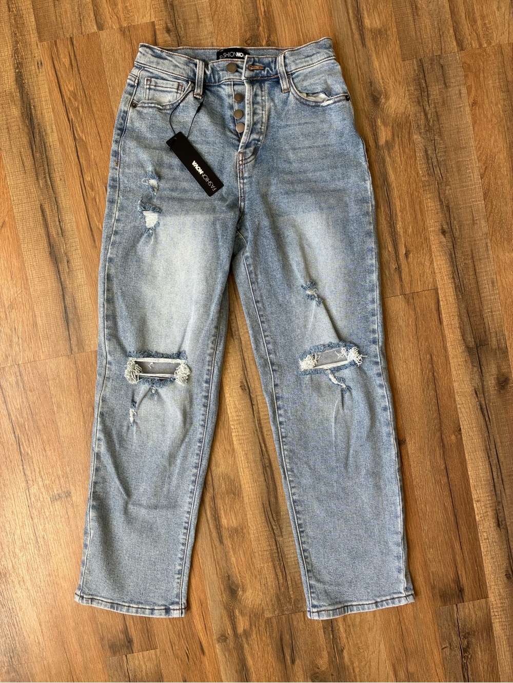 NWT Fashion Nova Petite As You Please Ripped Straight Leg Jeans Size 0